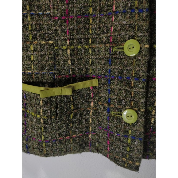 Uniform By John Paul Richard Green Tweed Acrylic Button Blazer Size 12 - Picture 4 of 9